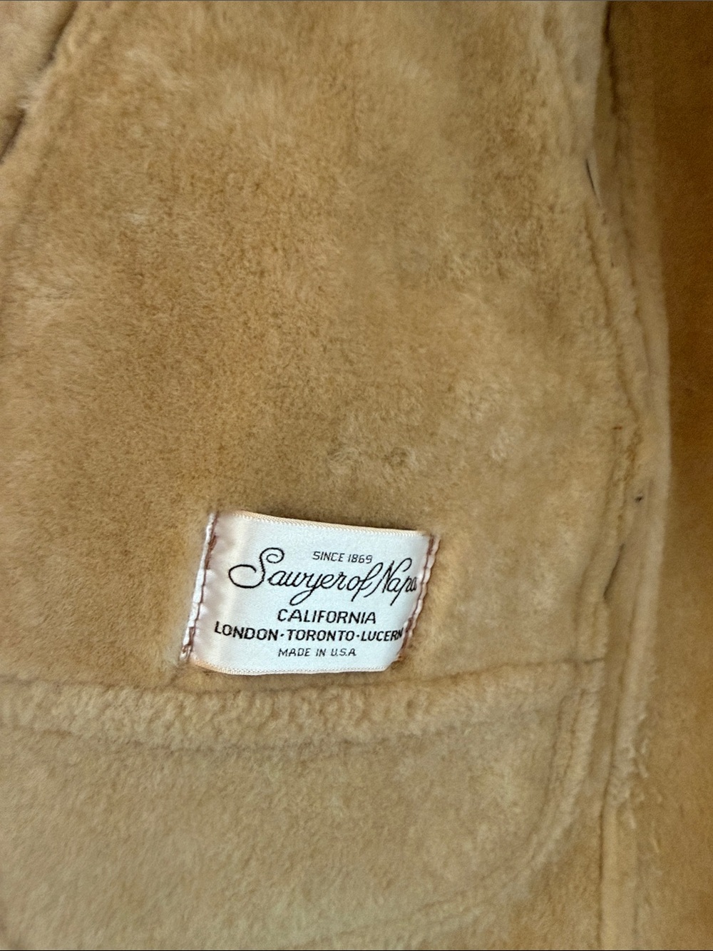 Vintage Sawyer of Napa Shearling Rancher Coat Suede Leather Sheepskin Jacket - Picture 5 of 13